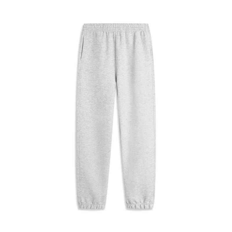 Li Ning Sports Lifestyle Series Letter Mid Waist Drawstring Breathable Loose Cuff Knitted Sports Pants Men pants AKLU275-2