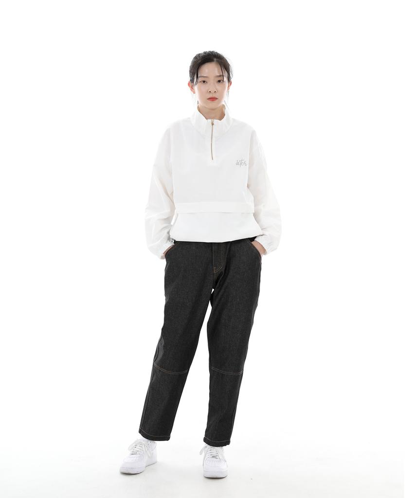 Seinteukeulu Tapered Cut Crop Half-Band Pants Tch-326 Black Denim Brs