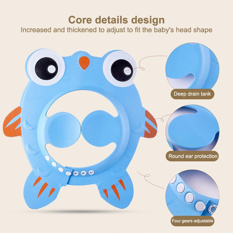 Verstellbare Cartoon Baby Shampoo Kappe Wasserdichter Spritzschutz Badevisier Hut Langlebiger Säuglings Haarschutz Für Dusche