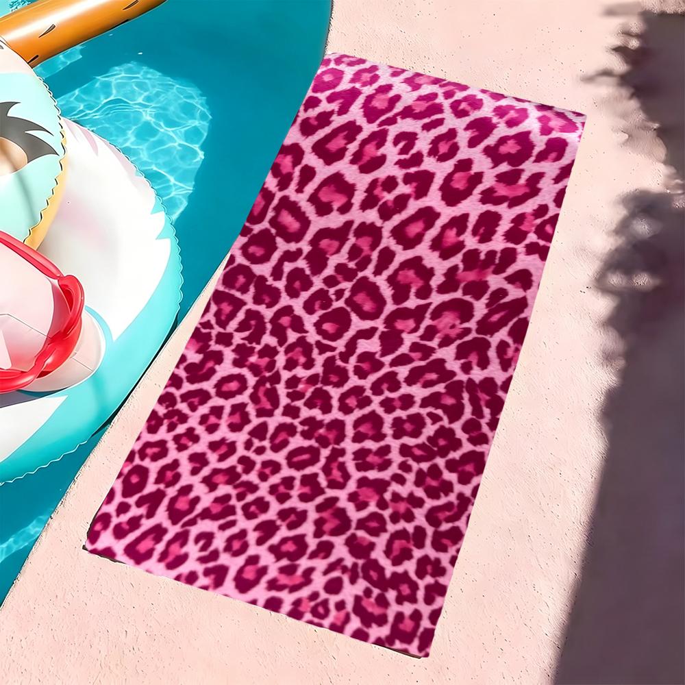 Pattern P-Pink Leopard Lip Print Towel Microfiber beach towel, quick-dry, sand-free, ultra-fine fiber, super soft.
