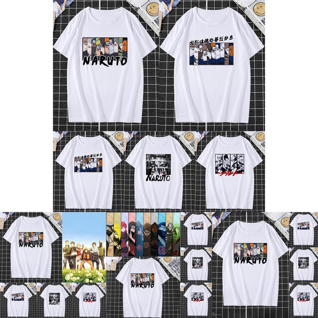 T-shirt Blanc Unisexe Anime Naruto Strip Avec Matière Douce Respirante**