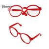 Retro Pet Eyewear for Puppies Cat Glasses, Red Round Frame, Clear Lenses Dog Content Creation Props Lightweight Funny Eyeglasses Cats, Small