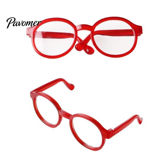 Retro Pet Eyewear for Puppies Cat Glasses, Red Round Frame, Clear Lenses Dog Content Creation Props Lightweight Funny Eyeglasses Cats, Small