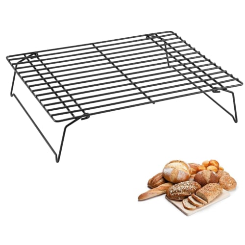 

LLiKZio Cake Cooler, 1-Tier Baking Cooling Rack, 40 x 25 cm Biscuit Cooling Wire Shelf, Foldable, Non-Stick, Stainless Steel Baking Cooking Cooling Ra