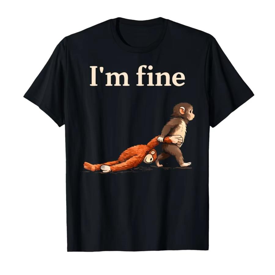

Cute Punch Monkey Printed Tshirt Summer Mens and Womens Pure Cotton Clothes Harajuku Fashion Short Sleeve Tshirt Unisex L