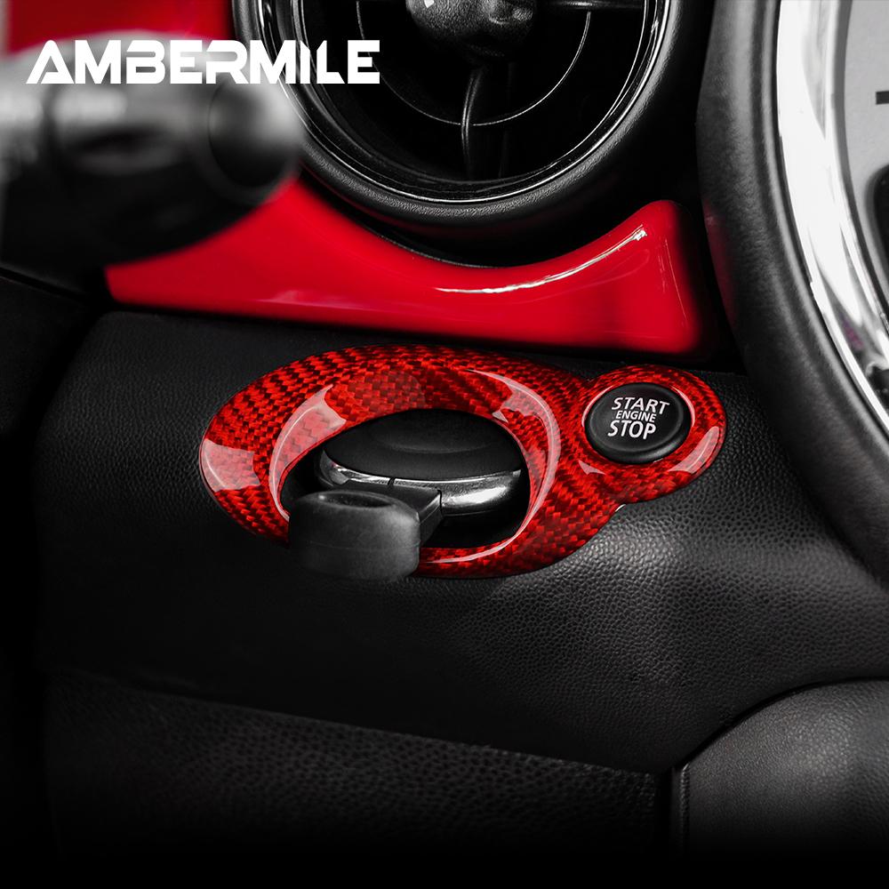 Car Ignition Switch Engine Start Stop Keyhole for Mini Cooper R55 R56 R57 R60 Panel Cover Trim Sticker Carbon Fiber Interior