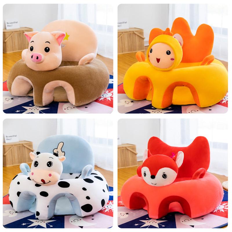 Cute Baby Sofa Support Seat Cover Plush Chair Learningto Sit Feeding Chair Comfortable Toddler Nest Puff Washable Without Filler