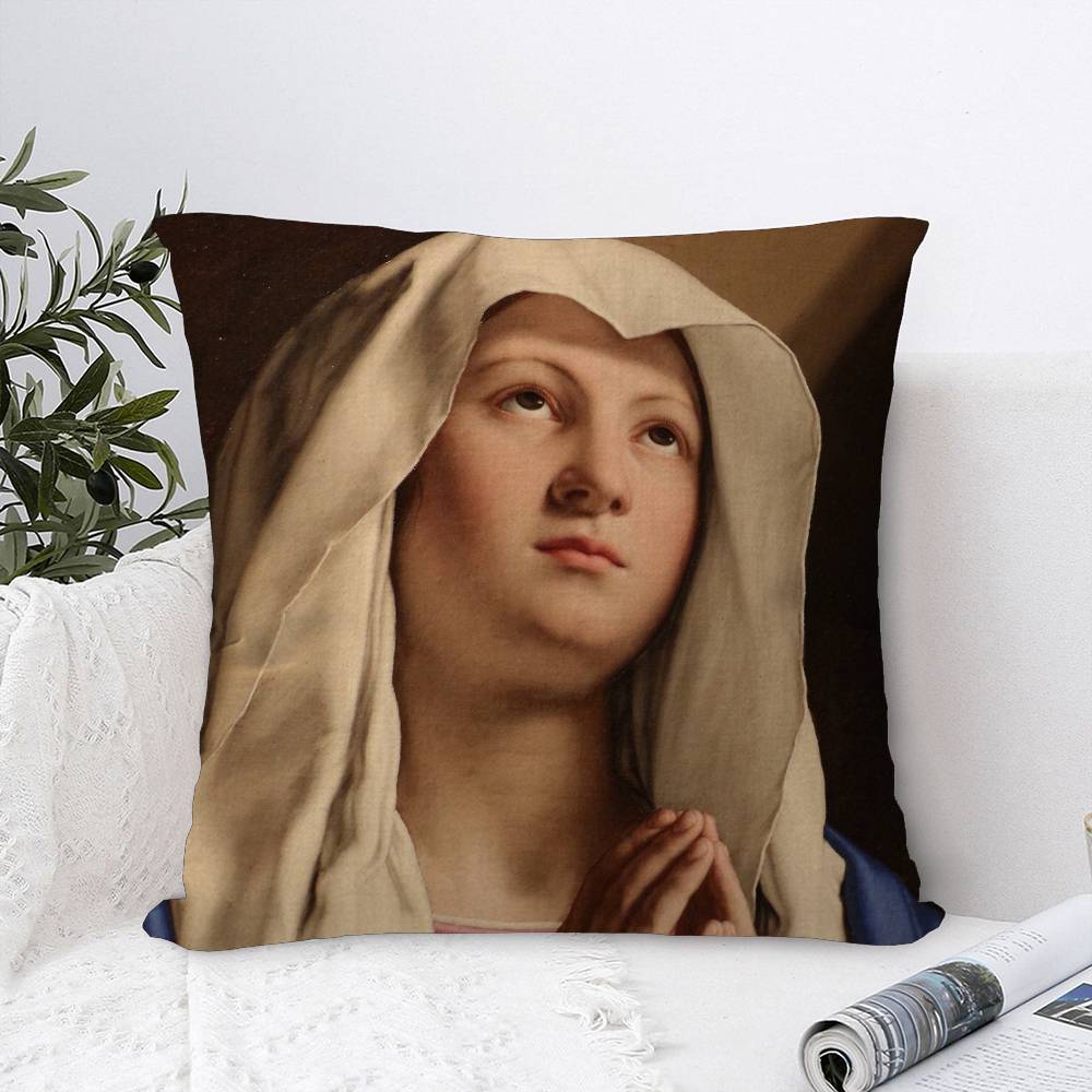 Virgin Mary Christian Pillowcase Toon Gift Cushion Cover Bedroom Home Sofa Chair Seat Decor Pillow Case