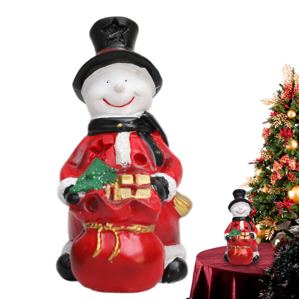 

Christmas Figurines Resin Statue Seasonal Decorations Santa Claus Snowman Desktop Sculptures For Indoor Party Bookshelf Mantel