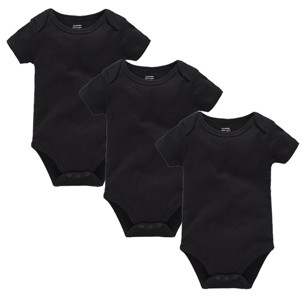 Summer Newborn 100% Cotton Short Sleeve Baby Romper - Plain Color with Snap Crotch, Customizable Print Children's Bodysuit