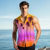Men's Fashion Printed Sleeveless Lapel Button-Down Shirt Vest Top