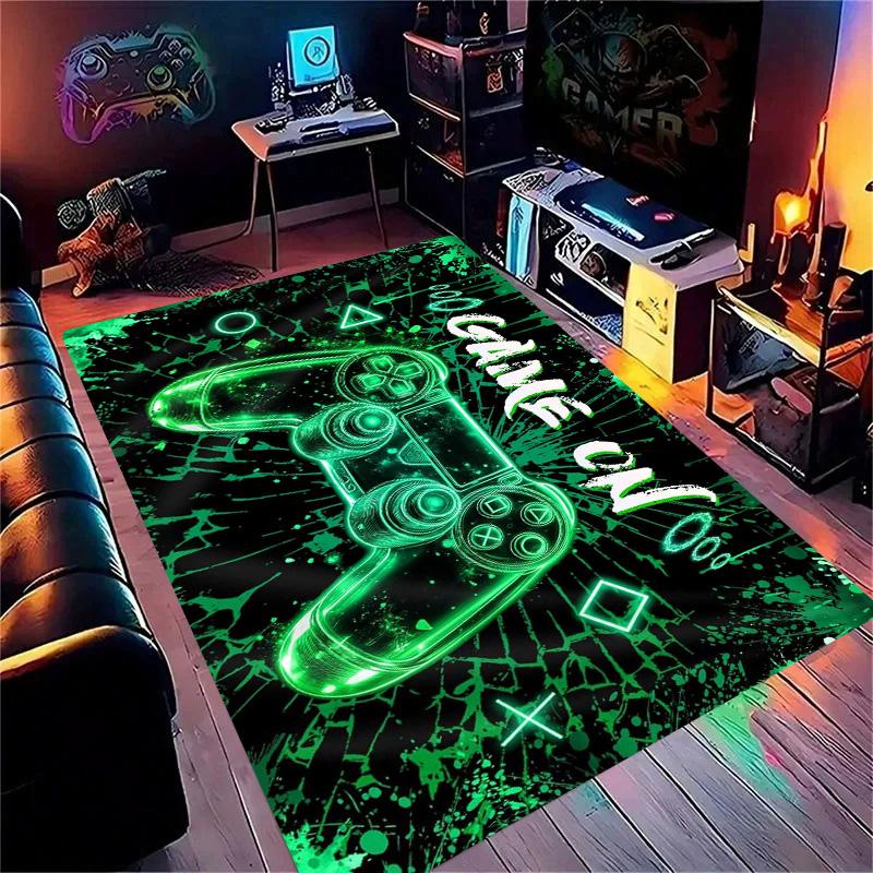 Gaming for Boys Room Gamer Casual Carpet with Controller Design Rug for Game Room Bedroom Decor Machine Washab Mat