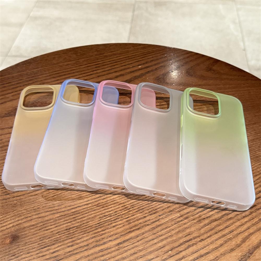 Luxury Transparent Gradient Matte Phone Case For iPhone 16 15 14 13 12 Pro Max Plus Ultrathin Shockproof Bumper Cases Cover