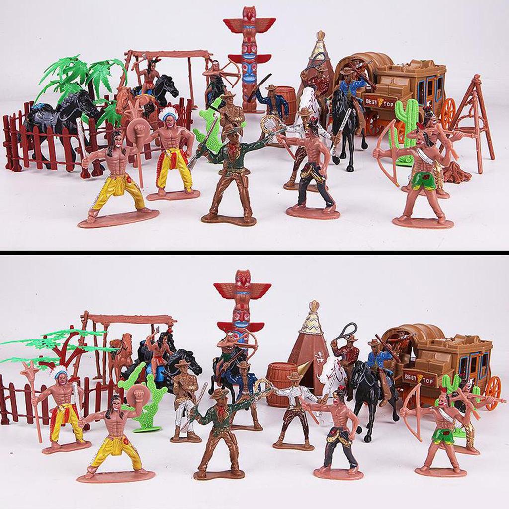 43pcs/set West Plastic Figure Soldiers Child Toys Playset Accessories