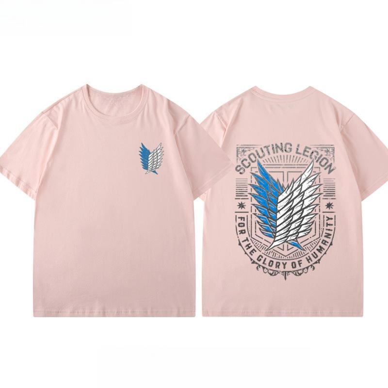 Attack Giant TShirt Wings of Freedom Anime Peripheral Mens and Womens Summer Two Dimensional Cotton Casual Short Sleeve Top