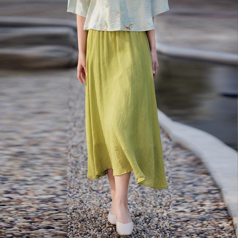 Modern Chinese Zen Loose Plus-Size Women's Hanfu Skirt & Top Set