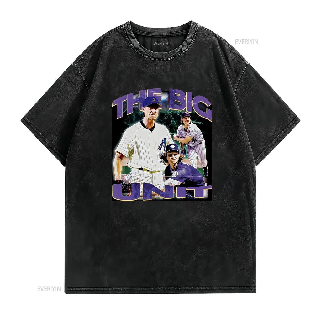 90s Vintage The Big Unit Baseball Player Print Casual Streetwear T Shirt Vintage Washed Top For Everyday Wear Designer Clothes