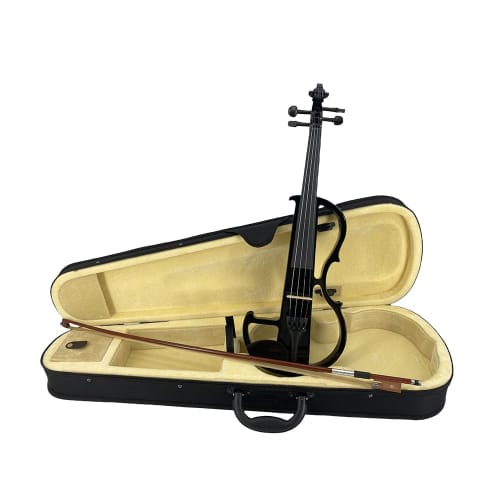 Yinfente Electric Violin 4/4 Full-Size Quiet 4-String Student Beginner's Violin with Wood Parts, Case, Bow, Shoulder Pillow, and Wired Earphones (Blac