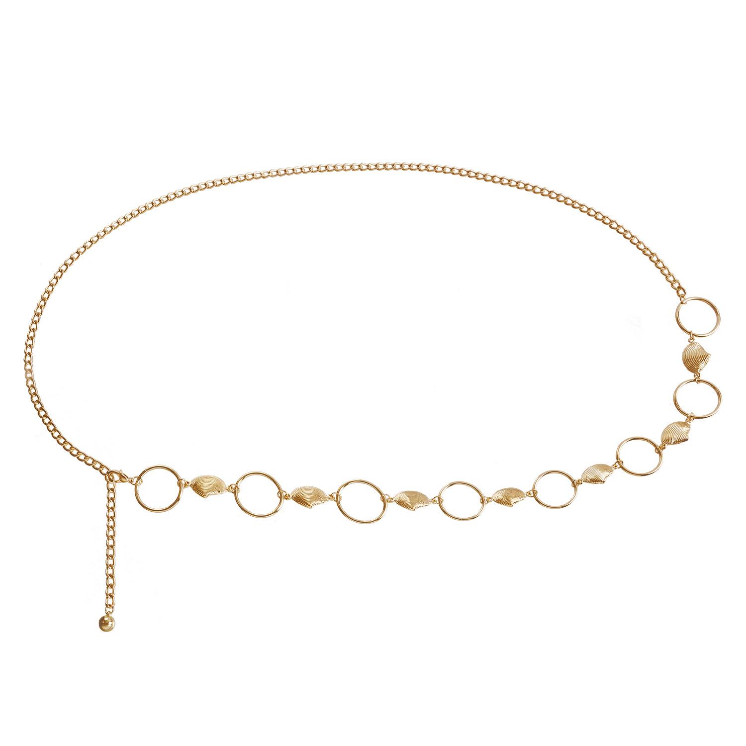 

Simple metal ring chain body chain, personalized ocean wind metal shell waist chain золотой