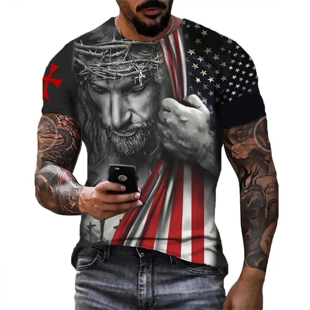

3D Print Jesus Christ Cross Sport Quick-dry Breathable Men Women T-shirt Festival Party Casual Fun Parent-child Short Sleeve Top 3XL сірий