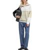 Vintage Striped Loose Commuter Half Zipper Lapel Pullover Sweater Autumn and Winter Women's New Knitted Sweater