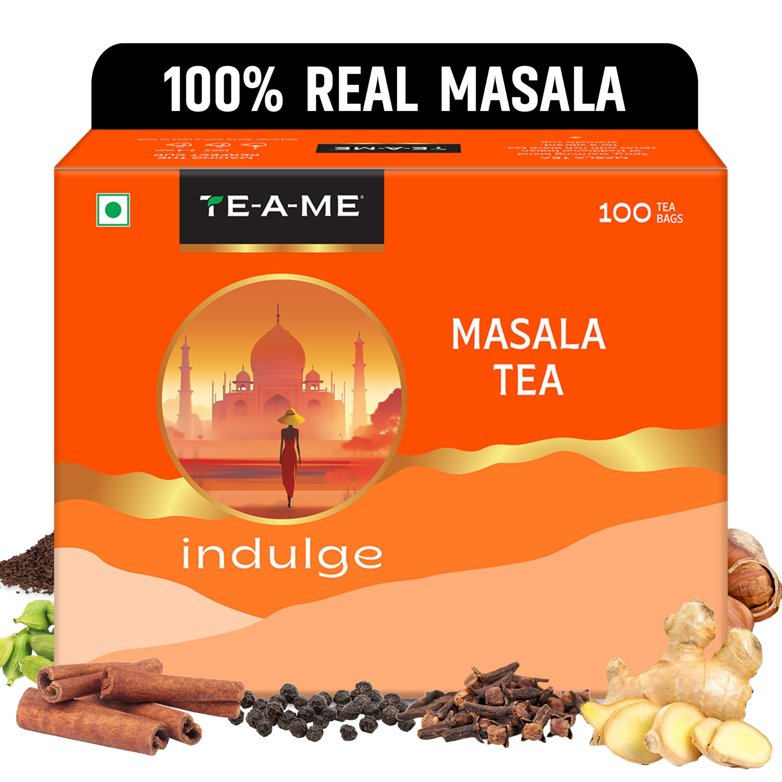 TE-A-ME Masala Tea - 100 Tea Bags | Real - Masala Tea Bags | Masala Chai 100 Pieces