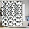 Modern Style Black White Blue Geometric Pattern Waterproof Shower Curtain Decoration for Bathroom 72x39inches