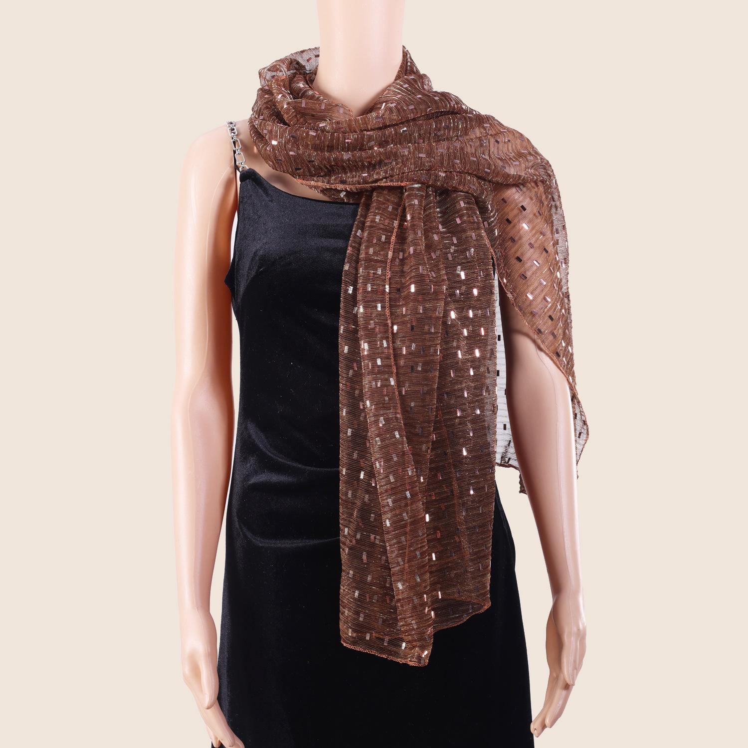 

Silver Sequin Outer Shawl Fashionable Thin And Breathable Versatile Scarf Scarf
