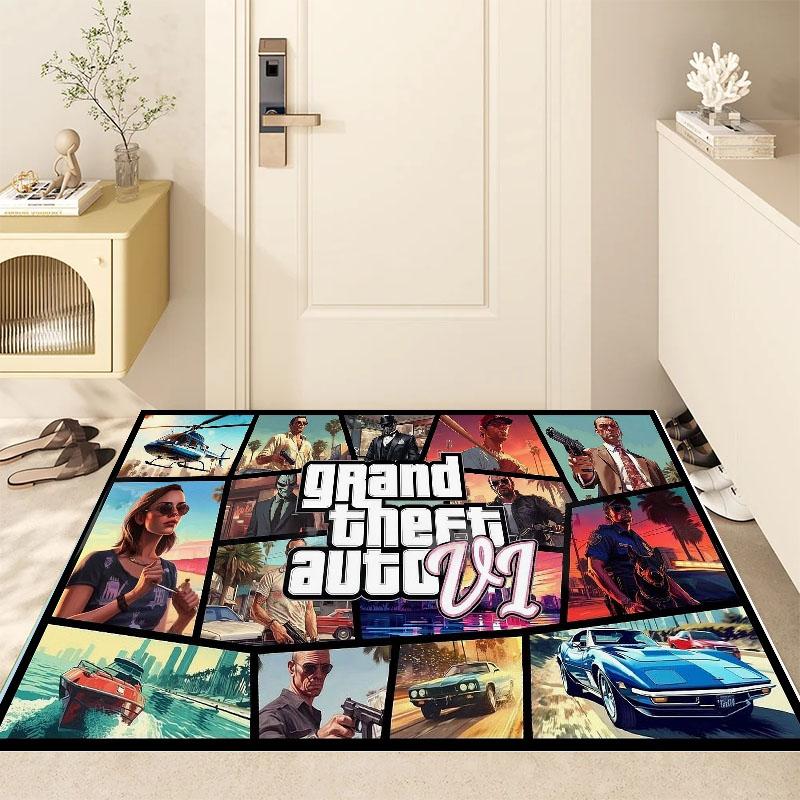 

Классические Захватывающие Ковры с Принтом GTA для Дома Гостиной Спальни Дивана Придверный Коврик Декор Кухни Коридора Декор 40cm x 60cm