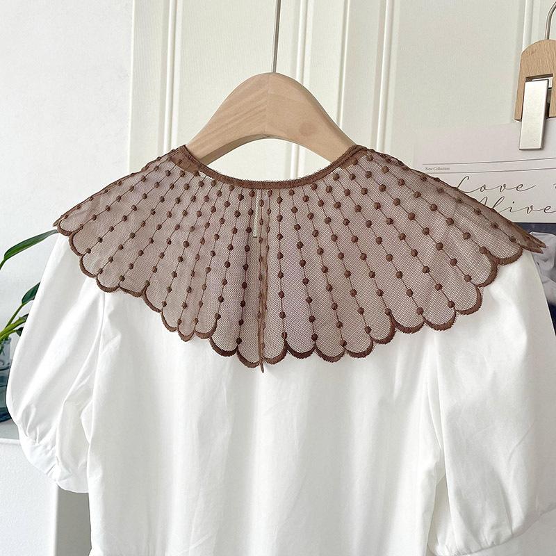 Encaje Calado Con Chal Pequeño Verano Versátil Decorativo Protector de Cuello Con Falda Chaleco Cuello Falso de Mujer