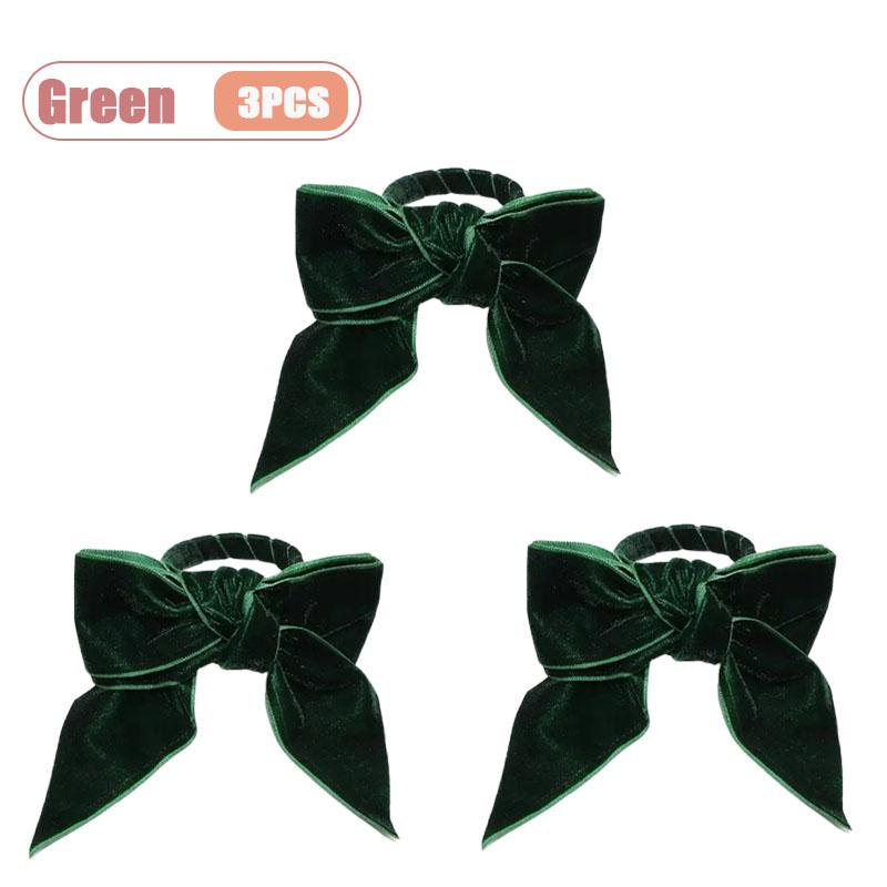 Holiday Christmas Bow Napkin Rings Red and Green Velvet Napkin Holders Festive Table Setting Tissue Rings for New Year