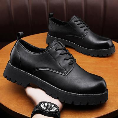 Spring and Summer Men's Thick-Soled British Style Big Head Leather Shoes Men's Low-Top Business Casual All-Match Increased by Work Shoes