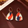 Maillard Coffee Enamel Drop Earrings - Vintage Hong Kong Style, High-End Fabric Pendants for Fall & Winter