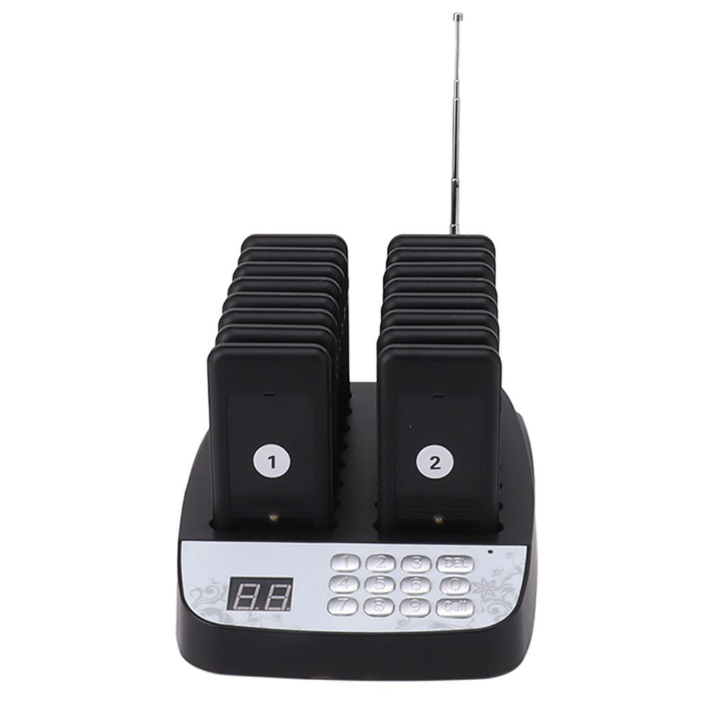 Black 16 Pieces Distancing Keeping Pagers Restaurant Pager System with Vibration Beep Light
