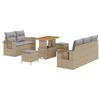 Ensemble de Canapés de Jardin 8 Pièces avec Coussins Beige Rattan Poly Acacia, Ensemble de Salle à Manger de Jardin 3 Pièces 3361692