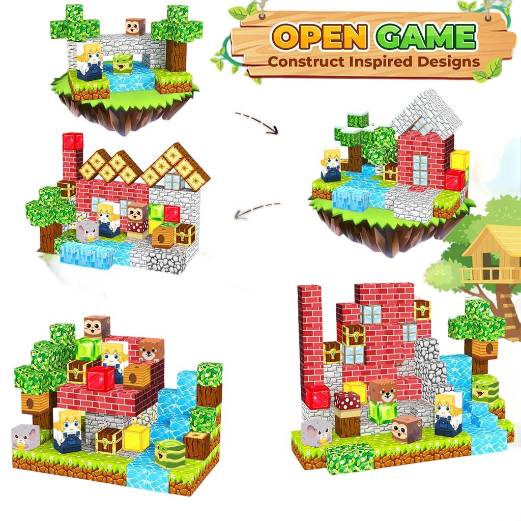 Magnetic Building Blocks 60-160PCS Magnet Cube Set for Boy Girl Kid Age 3+ DIY Model Children Stem STEM Sensory Toy Gift