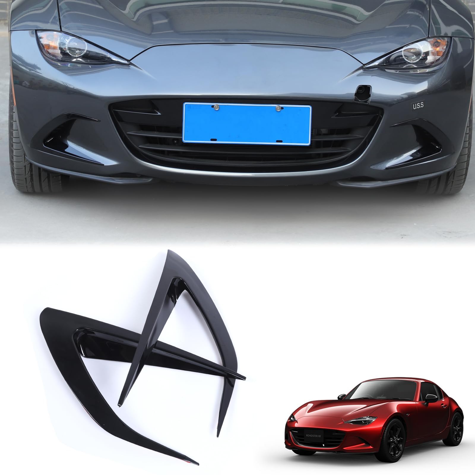

Hcilloend New Mazda Roadster ND Series Garnish Front Face Decoration ABS Easy Adhesive Decorative Exterior Custom Car Set Bar, Plastic, Installation,