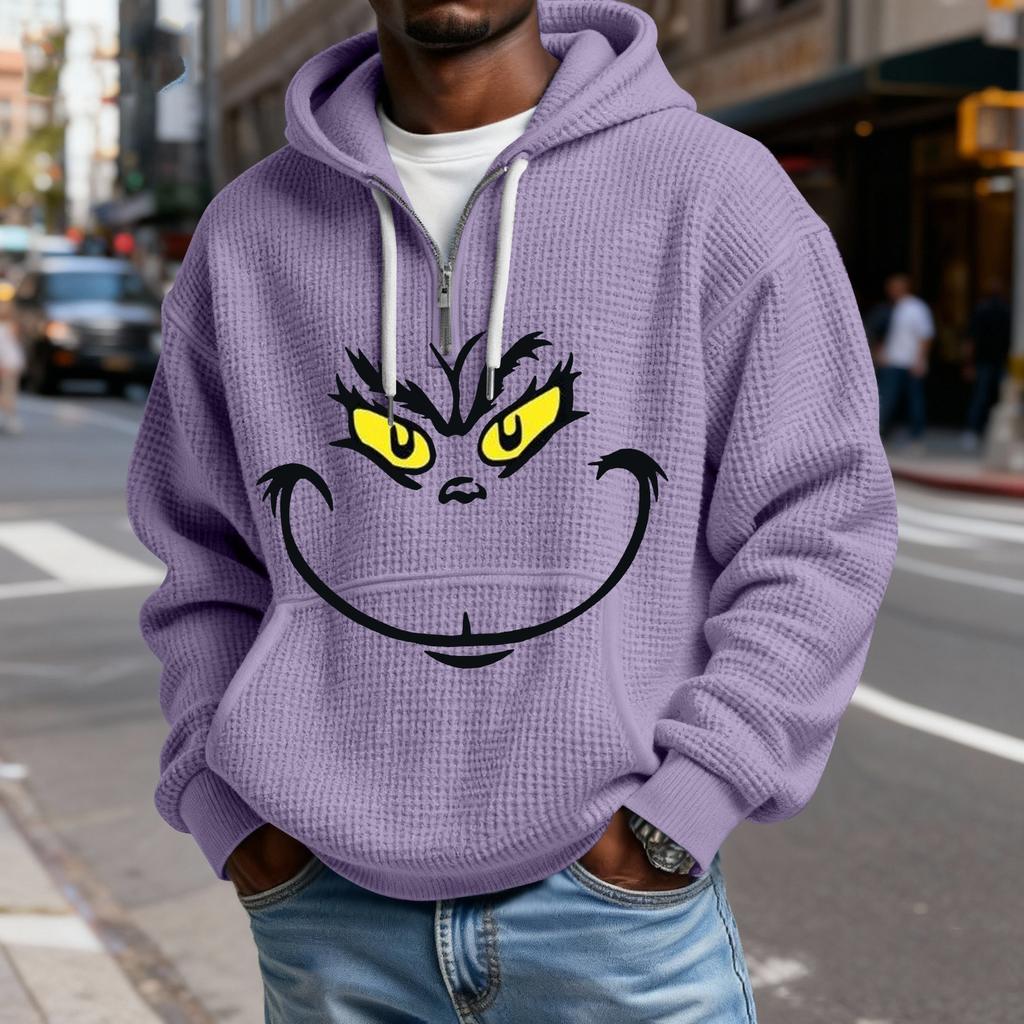 Mokaloha Men's Casual Solid Color  Zipper Long Sleeve Hooded Sweatshirt, Everyday Zipper Casual Long Sleeve T-Shirt