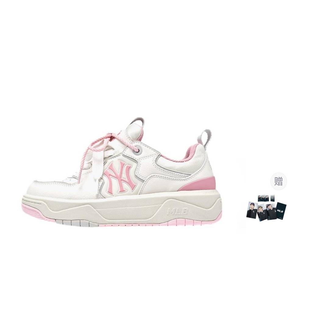 

MLB New York Yankees Synthetic Leather Slip Resistant Abrasion Resistant Low top Skateboard Shoes Unisex Pink 3ASXM096N-50PKS 38.5