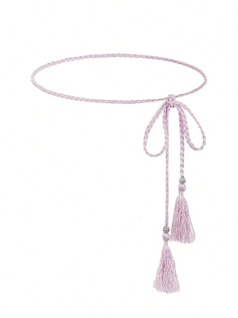 Damesleren riem in Koreaanse stijl met strik en kwastje tailleketting