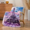 1pc Romantic Paris Eiffel Tower & Purple Butterfly Print Flannel Blanket - High-Weight Soft Warmth, Light -Friendly All-Season