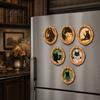 Seasonal Fridge Ornaments 1/6Pcs Halloween Oval Frame Magnet, Wooden Vintage Bulletin Board Magnets Refrigerator Kitchen Decoration Accessories, Party