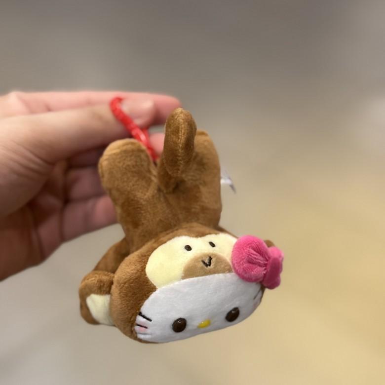 Animal Cat Monkey Plush Keychain Short For Girl Gift And Decor Bag