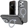 C1 Series For iPhone 15 Pro Max Case TPU+PC Skin Touch Anti-Shock Phone Cover with Magnetic Kickstand