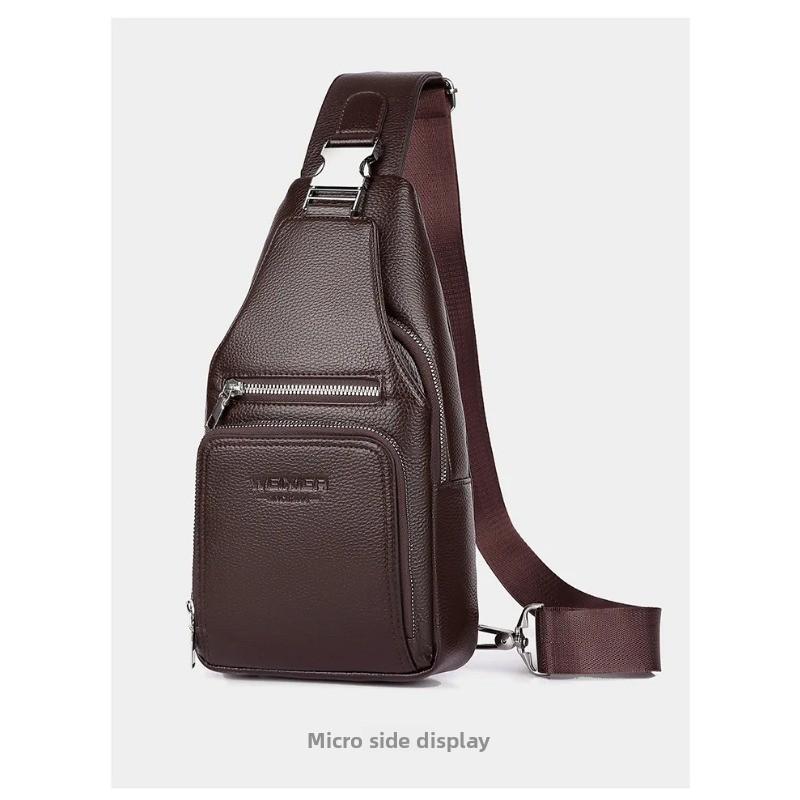 Men's PU Leather Chest Bag - Large Capacity Crossbody Sling Bag,Shoulder Bag, Adjustable Shoulder Strap for Travel & Outdoor Use