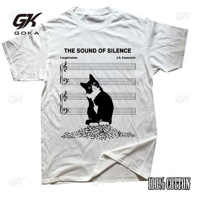 Novinka The Sound Silence Music Cats Lover T-shirts Graphic Bavlněné Streetwear Krátký rukáv Narozeninové dárky Letní stylové tričko