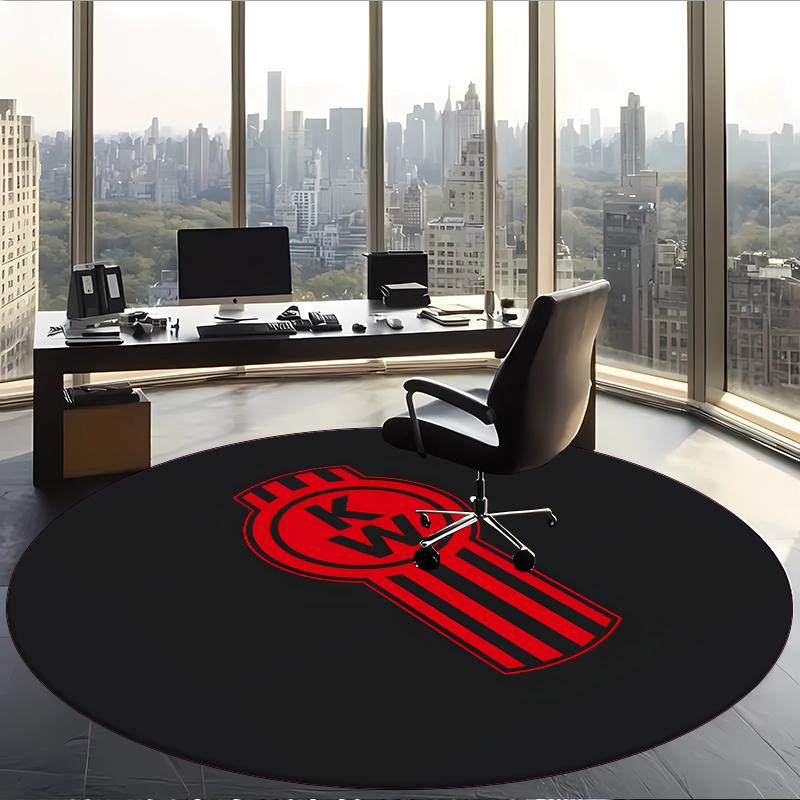 Kenworth (1) Round Office Rug Decorative Floor Rug for Office Bedroom Living Room and Home Space