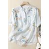 Cămăși și bluze de vară cu mânecă scurtă, largi, din ramie, casual, versatile, artistice, imprimate din bumbac și in