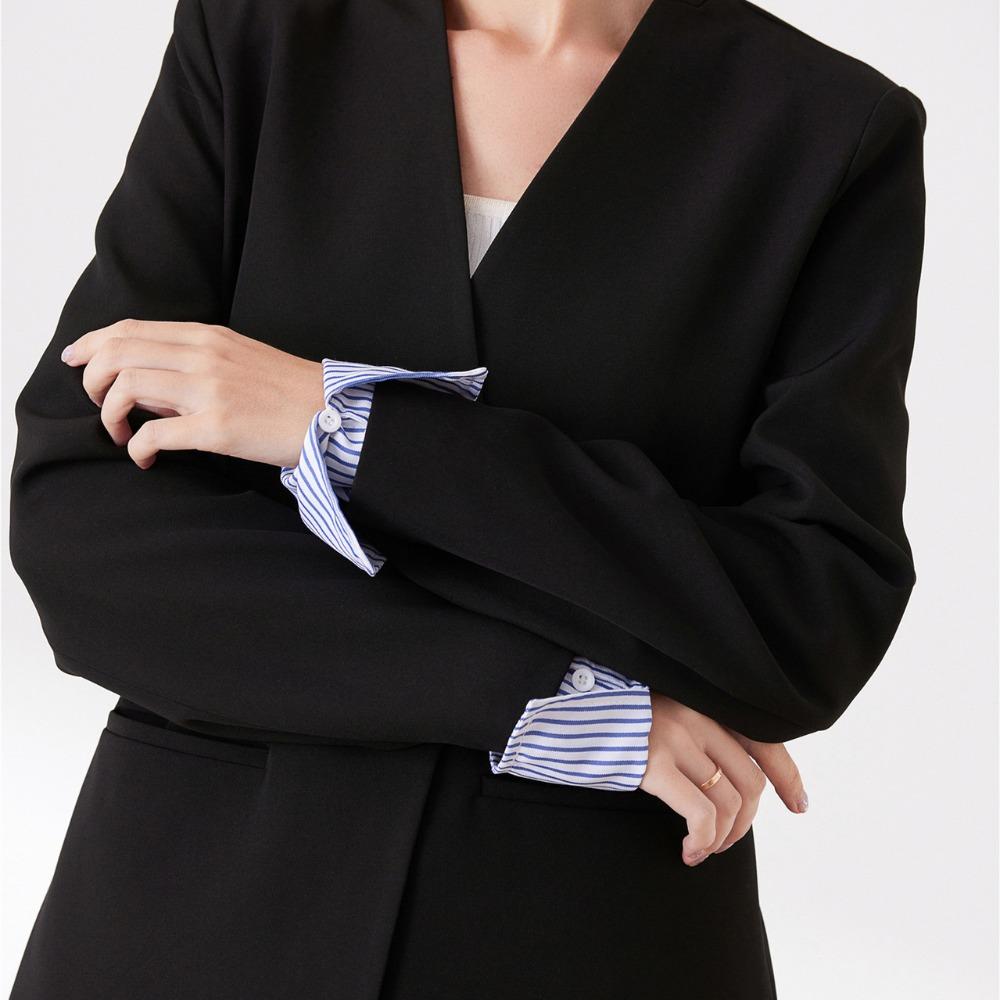 Commute Fake Hand Sleeves Comfortable False Wrist Cuffs Simple Stripe Shirt Fake Collar  Office