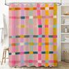 Multicolored Plaid Shower Curtain Waterproof Bath Rug Liner For Bathroom Decor Pink, Yellow, Green (180X180Cm)